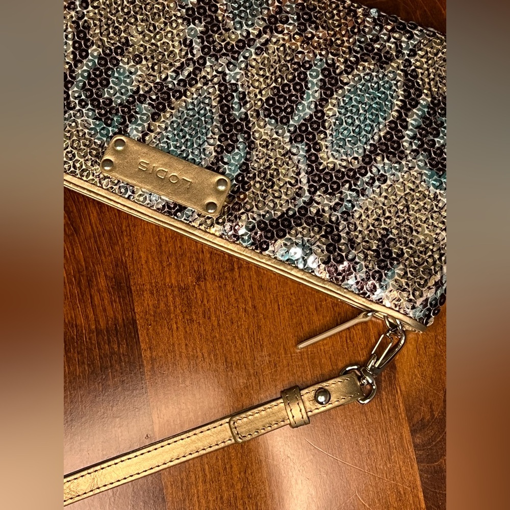 Lodis Clutch Bag Sparkly Animal Print Blue Silver - Picture 5 of 12